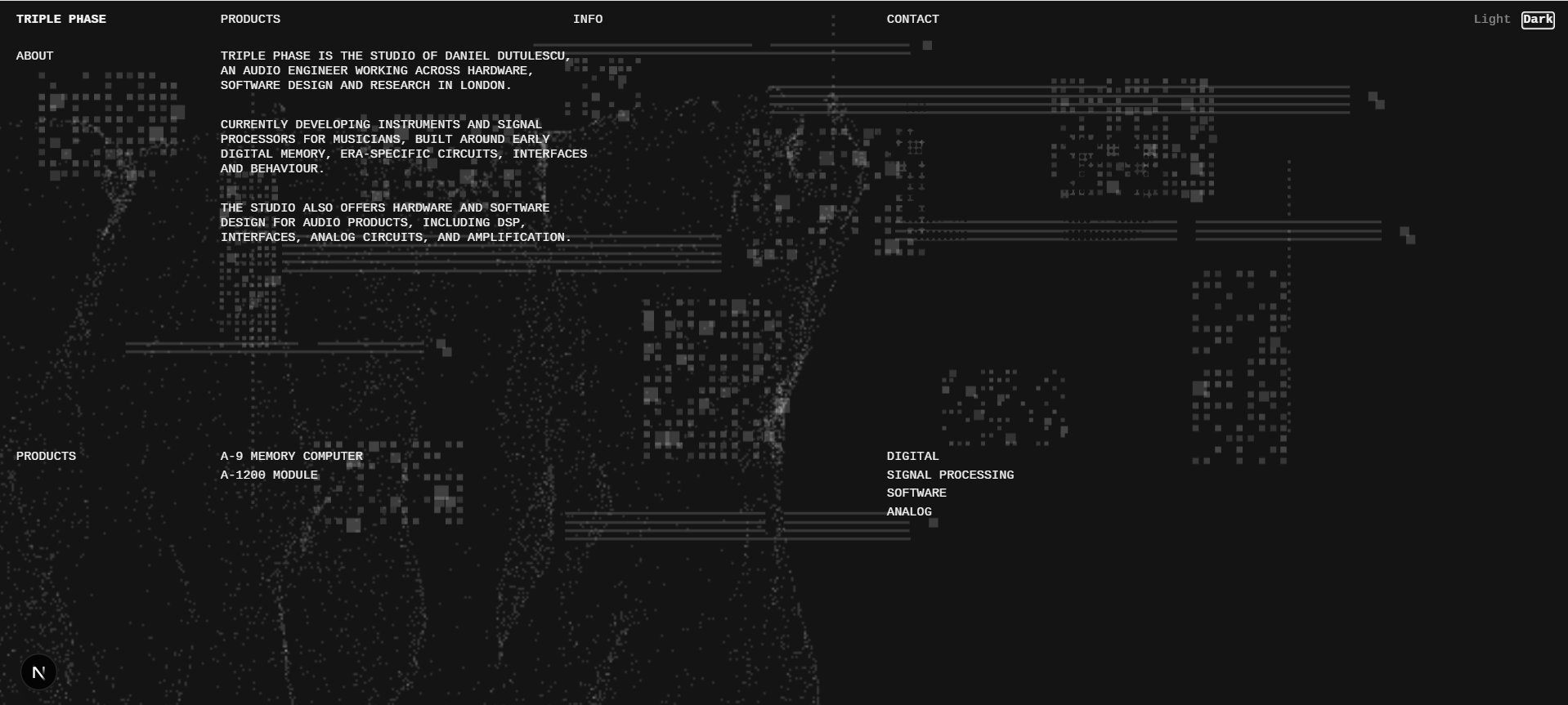 Triple Phase website dark homepage screenshot.